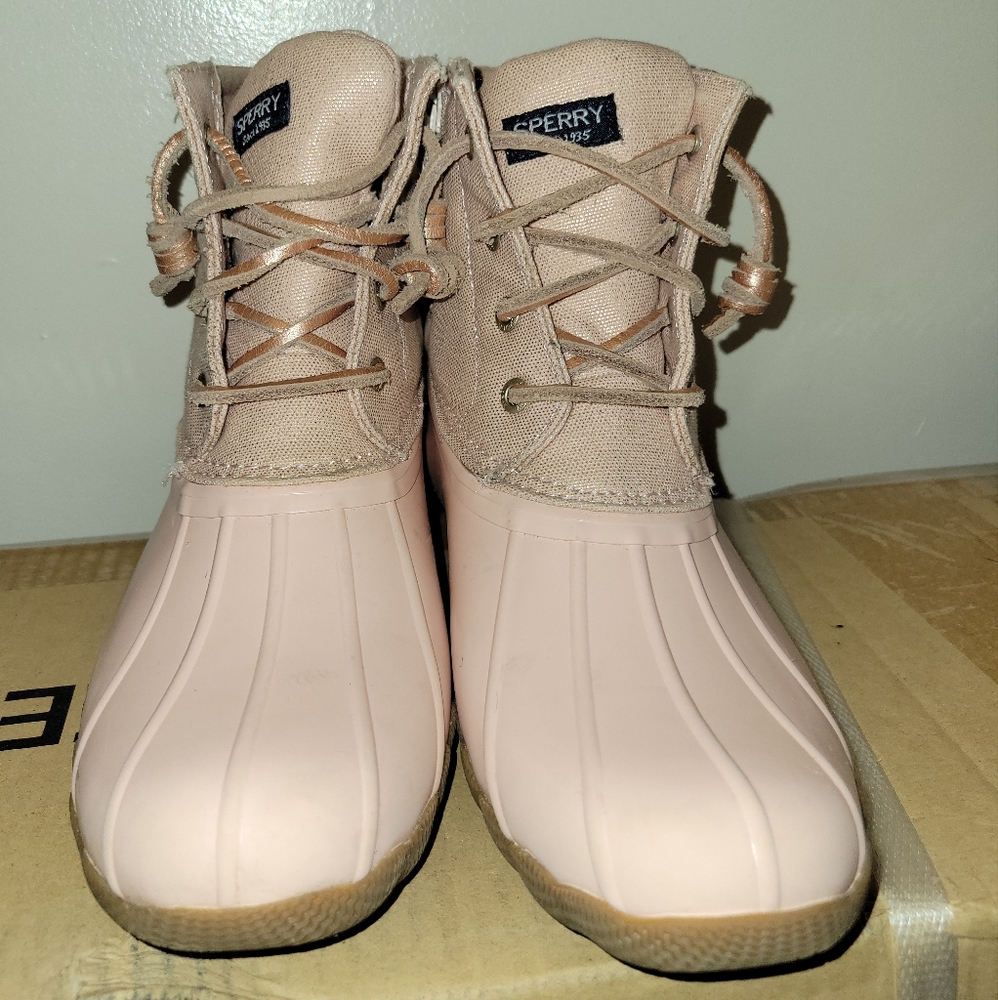 Sperry Saltwater 3 Boots Pink Sparkles Girl Duck Boot